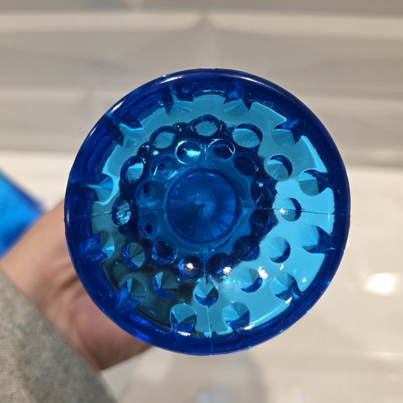 Vintage Pair Fenton Bud Vases- Fenton Glass Blue Hobnail Swung Bud Vase - Picture 7 of 10